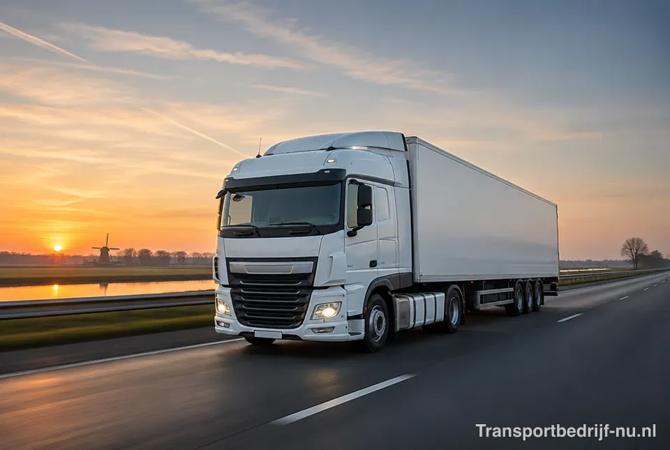 Vrachtwagen rijdt over de snelweg